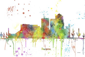 Tucson Arizona Skyline Multi Colored 1 by Marlene Watson art print