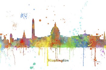 Washington DC Skyline Multi Colored 1 by Marlene Watson art print