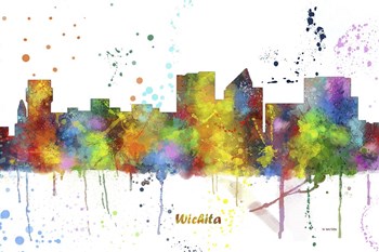 Wichita Kansas Skyline Multi Colored 1 by Marlene Watson art print
