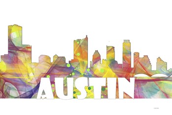 Austin Texas Skyline Multi Colored 2 by Marlene Watson art print