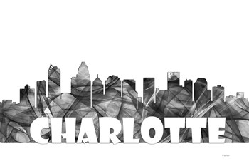 Charlotte NC Skyline BG 2 by Marlene Watson art print