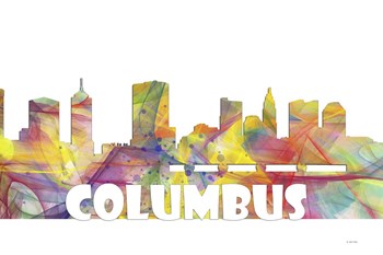 Columbus Ohio Skyline Multi Colored 2 by Marlene Watson art print