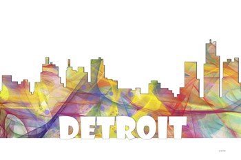 Detroit Michigan Skyline Multi Colored 2 by Marlene Watson art print