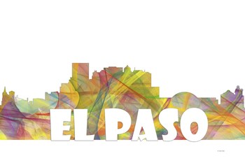 El Paso Texas Skyline Multi Colored 2 by Marlene Watson art print