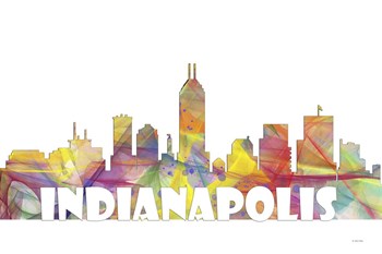 Indianapolis Indiana Skyline Multi Colored 2 by Marlene Watson art print