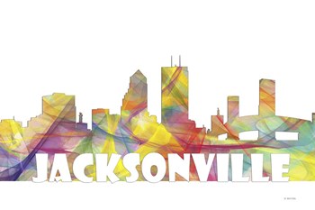 Jacksonville Florida Skyline Multi Colored 2 by Marlene Watson art print