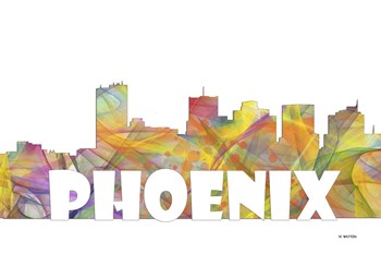 Phoenix Arizona Skyline Multi Colored 2 by Marlene Watson art print
