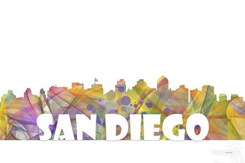 San Diego California Skyline Multi Colored 2 by Marlene Watson art print