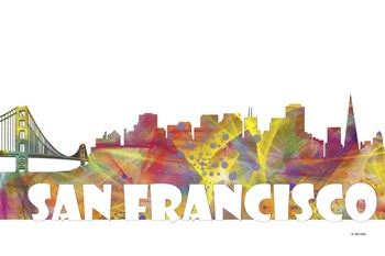 San Francisco California Skyline Multi Colored 2 by Marlene Watson art print