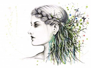 Forest Lover Girl Portrait by Michelle Faber art print