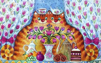 Tea Cats by Oxana Zaika art print