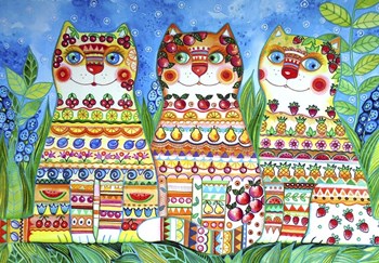 Magic Happy Cats! by Oxana Zaika art print