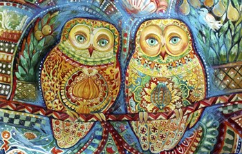 Byzantine Owls by Oxana Zaika art print