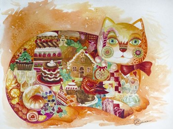 Christmas Cat by Oxana Zaika art print