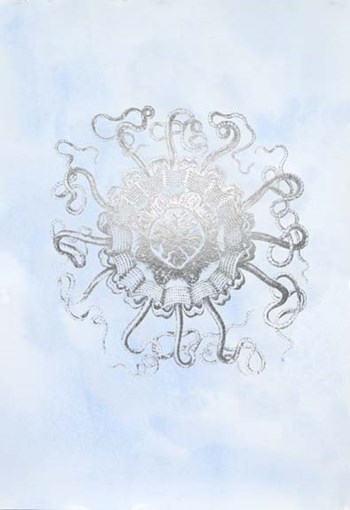 Silver Foil Ocean Gems II on Blue Wash by Vision Studio art print