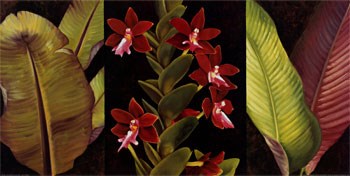 Red Orchids and Palm Leaves by Rodolfo Jimenez art print