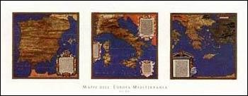 Map Spain-Italy-Greece Triptych by Danti Ignazio art print