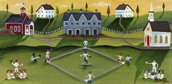 Baseball Game School Church Village by Cheryl Bartley art print