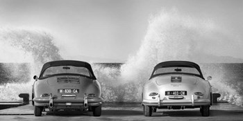 Ocean Waves Breaking on Vintage Beauties (BW) by Gasoline Images art print