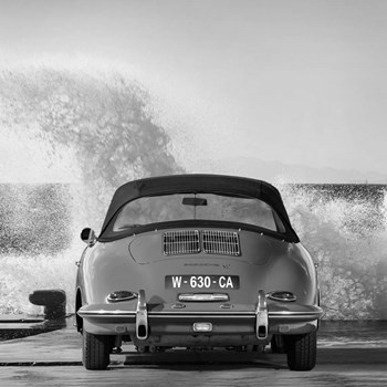 Ocean Waves Breaking on Vintage Beauties (BW detail 1) by Gasoline Images art print