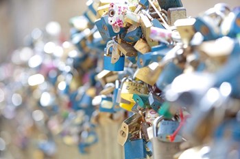 Abundance of Love Padlocks on Railings, Prague by Panoramic Images art print