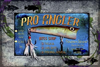 Fishing - Bass Lure Poppy Sign by LightBoxJournal art print