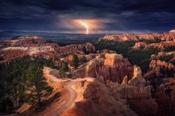 Lightning Over Bryce Canyon by Stefan Mitterwallner art print