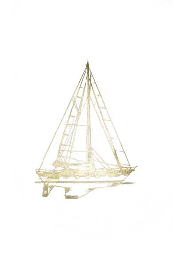 Gold Foil Yacht Sketches II by Ethan Harper art print