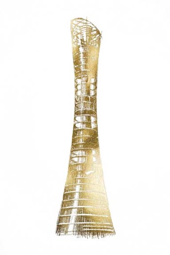 Gold Foil Aspire Tower, Doha by Ethan Harper art print
