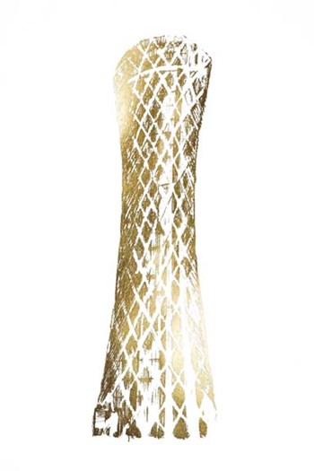 Gold Foil Tornado Tower, Doha by Ethan Harper art print