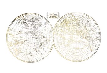 Gold Foil World in Hemispheres by Vision Studio art print