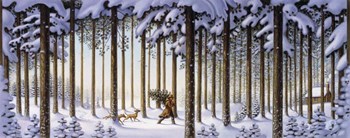 Winter Scene Man With Tree by Dan Craig art print