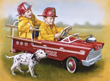1959 Murray Fire Truck by David Lindsley art print