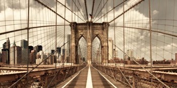 Brooklyn Bridge (sepia) by Shelley Lake art print