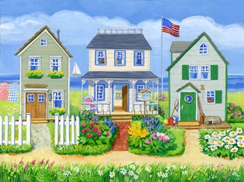 Beach Cottages by Geraldine Aikman art print