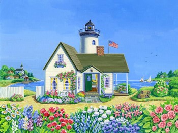 Lighthouse Cottage by Geraldine Aikman art print
