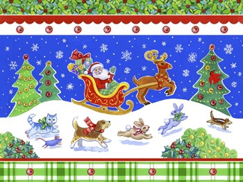 Over the Hills with border by Geraldine Aikman art print