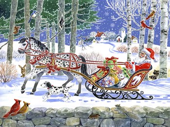 Santa&#39;s Sleigh Ride by Geraldine Aikman art print