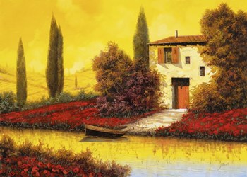 Lungo il Flume Tra I Papaveri by Guido Borelli art print