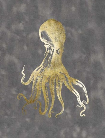 Gold Foil Octopus I by Jennifer Goldberger art print