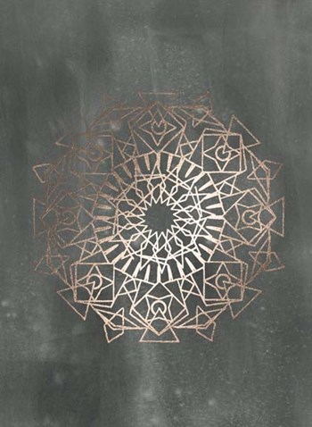 Rose Gold Foil Mandala I on Black Wash by Chariklia Zarris art print