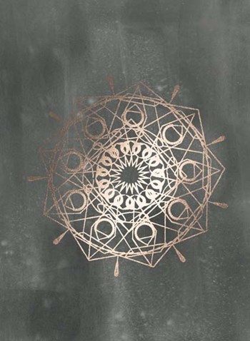 Rose Gold Foil Mandala II on Black Wash by Chariklia Zarris art print