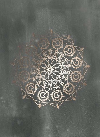 Rose Gold Foil Mandala III on Black Wash by Chariklia Zarris art print