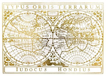 UA CH Gold Foil Vintage Map by Vision Studio art print