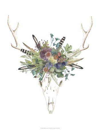 Deer Skull &amp; Flowers II by Naomi McCavitt art print