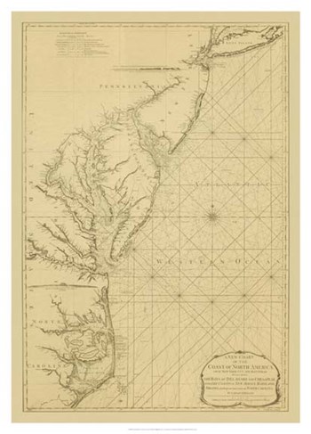 Coastal Chart of the East Coast by Captain N. Holland art print