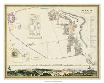 Map of Pompeii by T.E. Nicholson art print