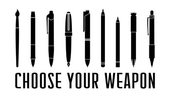 Choose Your Weapon - White by Color Me Happy art print