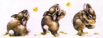 Bunny And Lightning Bug by Peggy harris art print