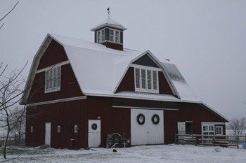 Red Barn in Winter by Jeff Rasche art print